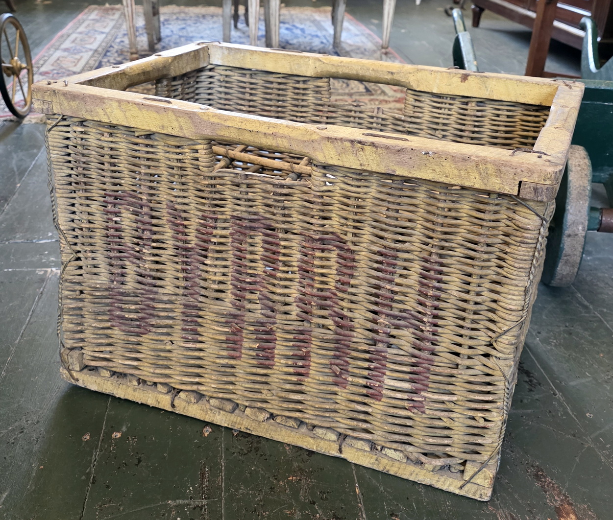 A French Byrrh Bottle Basket A French Byrrh Bottle Basket
